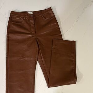 Wilfred Aritzia Melina  Chestnut Brown Faux Leather Trouser Pants size 2